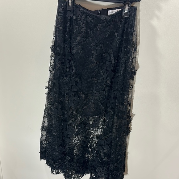 Dress The Population Black Lace Two Piece Lace Crop Top & Midi Skirt Size Small - Picture 5 of 16
